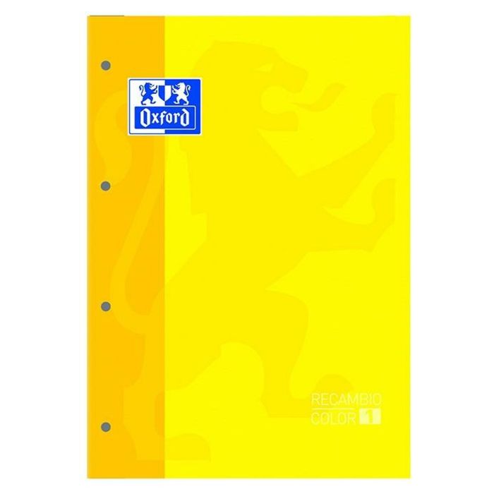 Oxford Recambio Classic 80H A4 Encolado 90 gr 5x5 mm 4 Taladros 1 Banda Color Amarillo -5U-