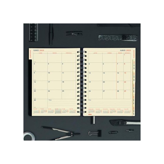 Agenda Finocam Tempus Negro Cuarto 15,5 x 21,7 cm 2024-2025 3