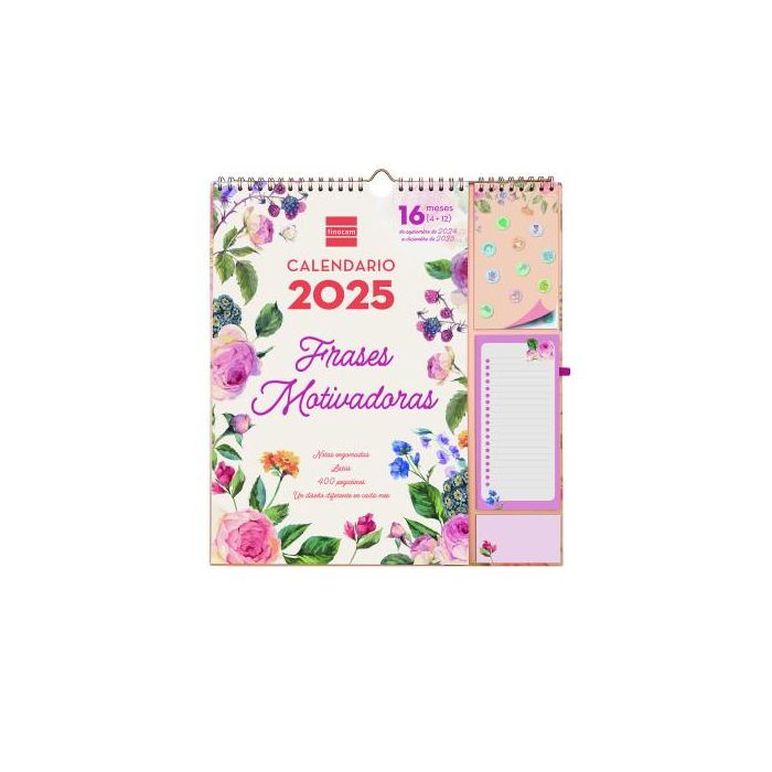 Finocam Calendario De Pared Plus 16 Meses 215x325 mm Frases Motivadoras 2024-2025