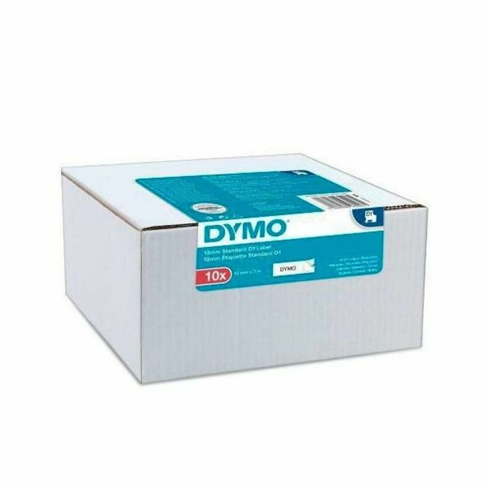 Dymo D1 Cinta Autoadhesiva Estándar, Negro Sobre Blanco, 12 mmx7M, Pack De 10 S0720530 45013