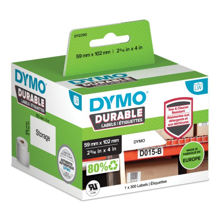 Dymo Cinta Adhesiva Durable Labelwriter Labels 102x59 mm Negro Sobre Fondo Blanco