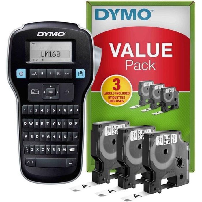 Dymo Etiquetadora - Rotuladora Electrónica Lm160 + 3 Cintas D1 De 12 mm Negro Sobre Blanco 45013 Value Pack