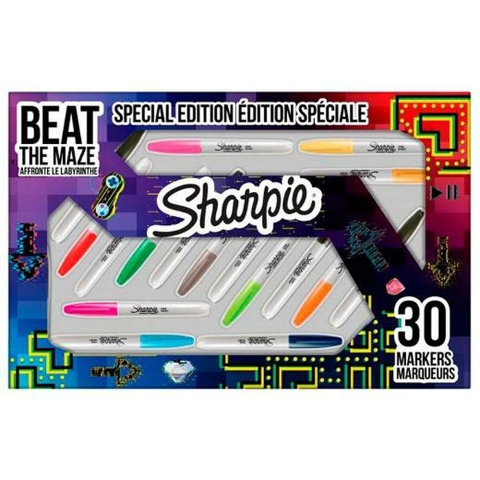 Sharpie Marcador Permanente Edición Laberinto Punta Fina C-Surtidos Caja 30 Ud