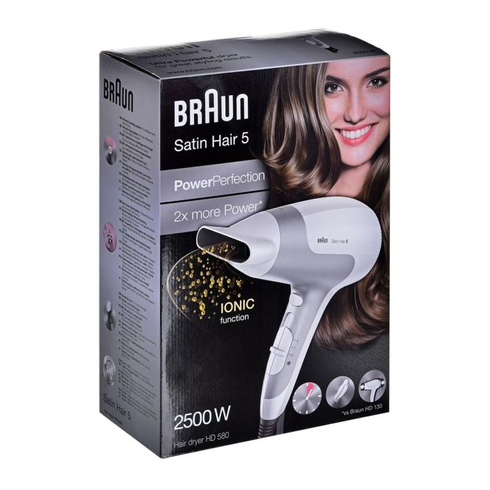 Secador de Pelo Braun HD580 Blanco Plateado Monocromo 2500 W 1 Pieza (1 unidad) 1