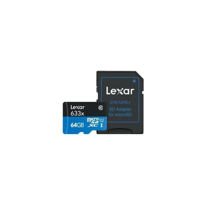 Lexar 64Gb High-Performance 633X Microsdxc Uhs-I, Up To 100Mb/S Read 45Mb/S Write C10 A1 V30 U3