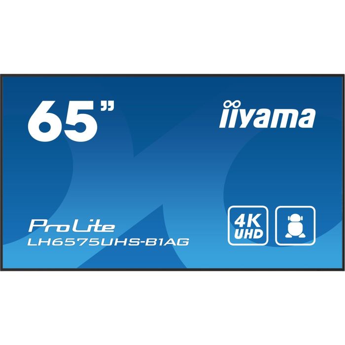 Monitor Iiyama 65" 3840X2160, Uhd Ips Panel, Haze 25%, 500Cd/M², Landscape And Portrait, Signal Failover, Speakers 2X 10W, Multiple Inputs (Dvi-I (Vga), Hdmi 3X), Dp-Out (Mst/Mirror/Tiling), Usb 2.0 X2, Wifi, Lan, Media Play Usb Port, Control Lan / 1