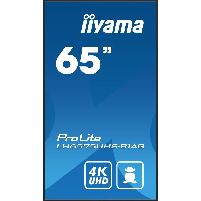 Monitor Iiyama 65" 3840X2160, Uhd Ips Panel, Haze 25%, 500Cd/M², Landscape And Portrait, Signal Failover, Speakers 2X 10W, Multiple Inputs (Dvi-I (Vga), Hdmi 3X), Dp-Out (Mst/Mirror/Tiling), Usb 2.0 X2, Wifi, Lan, Media Play Usb Port, Control Lan / 2