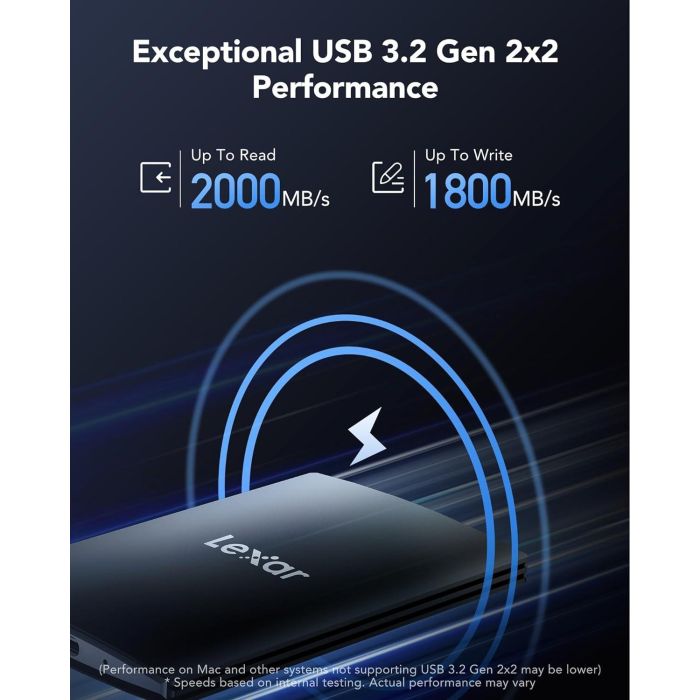 Lexar External Portable Ssd 1Tb,Usb3.2 Gen2*2 Up To 2000Mb/S Read And 1800Mb/S Write 1