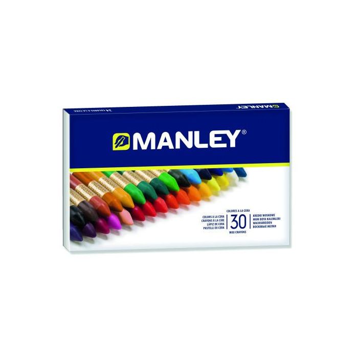 Manley Estuche de 30 ceras blandas 60mm colores surtidos