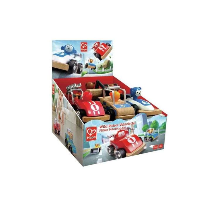 Vehiculos de madera wild riders con animales conductores 12x5,8x7,6cm - Modelos surtidos 4