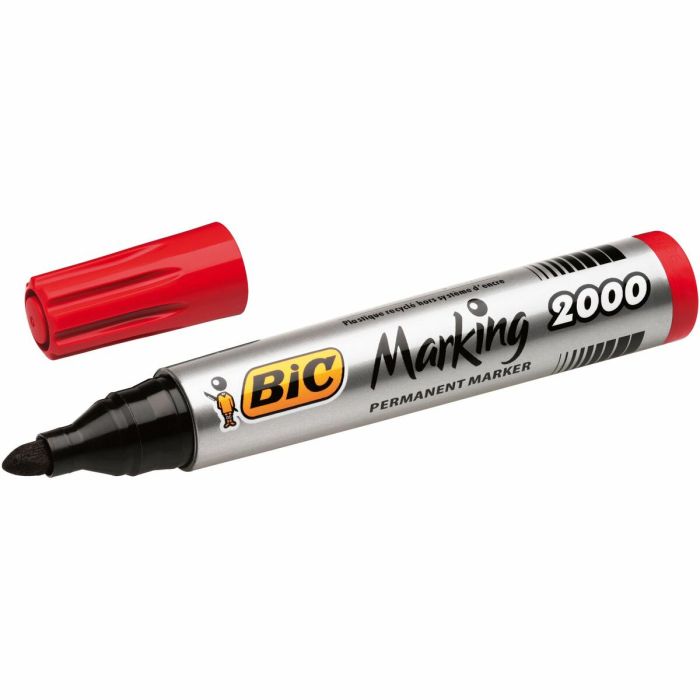 Bic Marcador Permanente Marking 2000 Punta Redonda Rojo Caja 12 Ud