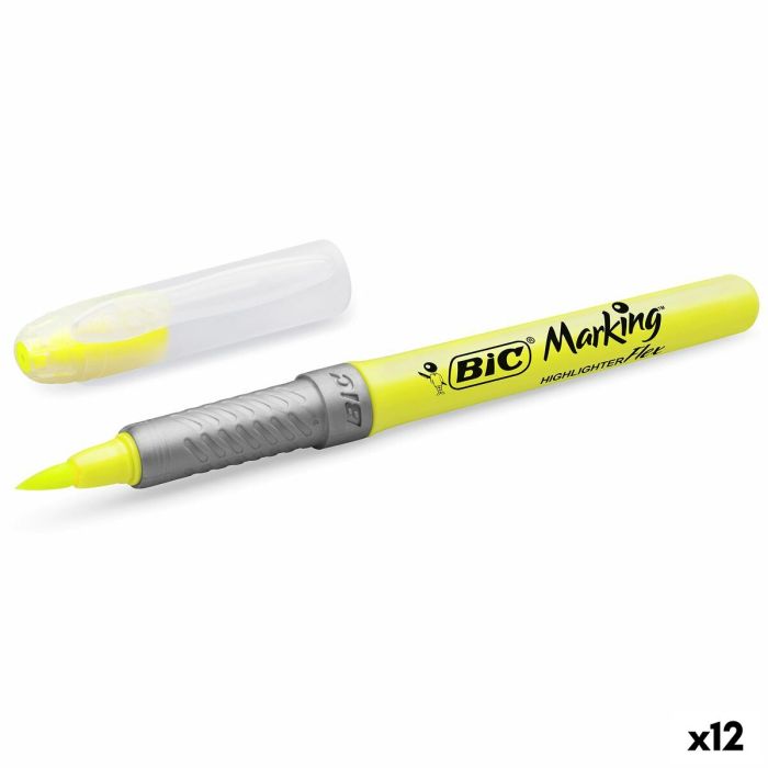 Marcador Fluorescente Bic Highlighter Flex Amarillo 12 Unidades 2