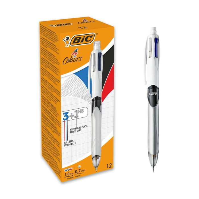 Boligrafo de tinta líquida Bic 4Colours Portaminas 3 colores Multicolor 0,4 mm 0,7 mm (12 Piezas) 1