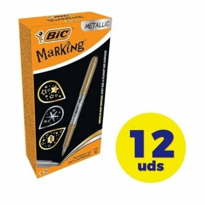Bic Marcador Marking Metalico Punta 1.8 mm Color Oro Y Plata Caja 12 Ud