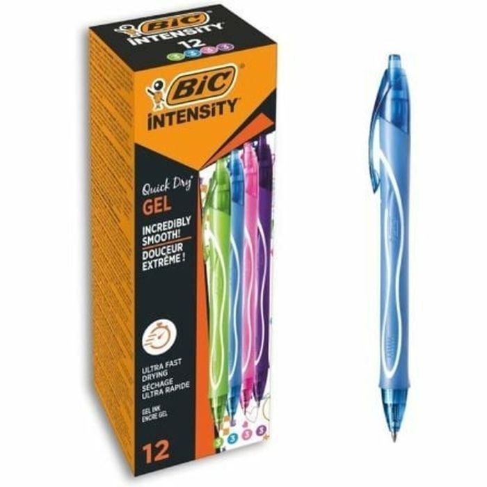 Bic Caja Bolígrafos Tinta De Gel Retráctil Gel-Ocity Quick Dry 4 Colores Surtidos -12U-