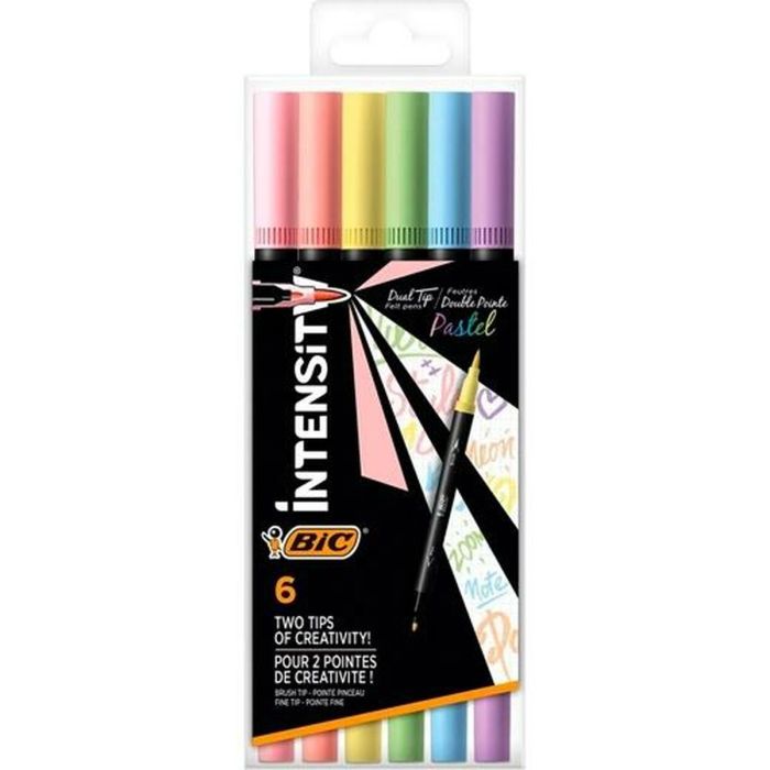 Bic Rotulador Intensity Tip Felt Pens Punta Fina-Pincel C-Surtidos Pastel Blíster 6 Ud