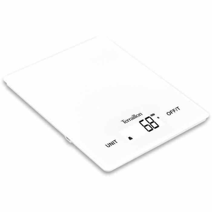 Báscula de cocina electrónica - TERRAILLON - Smart USB-C Blanco - Capacidad 5 kg - Graduación 1 g - Bandeja de cristal