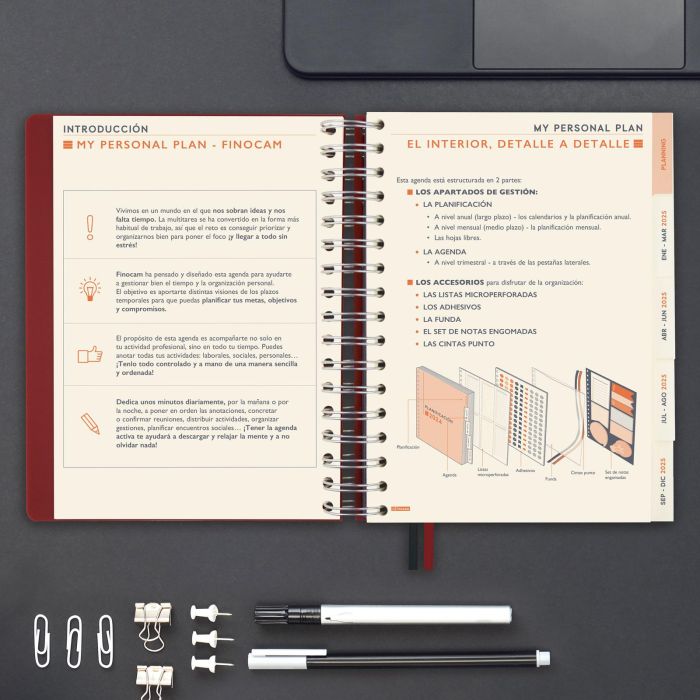 Finocam Agenda Anual Tempus Espiral 4º-155x217 mm 1Dp Burdeos 2025 9