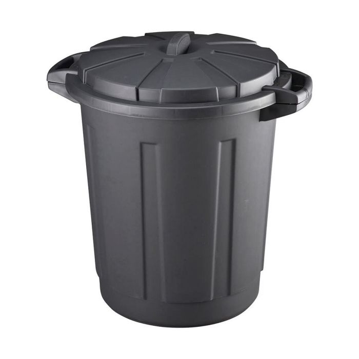 Cubo de basura de comunidad 80 litros color negro con tapa mondex
