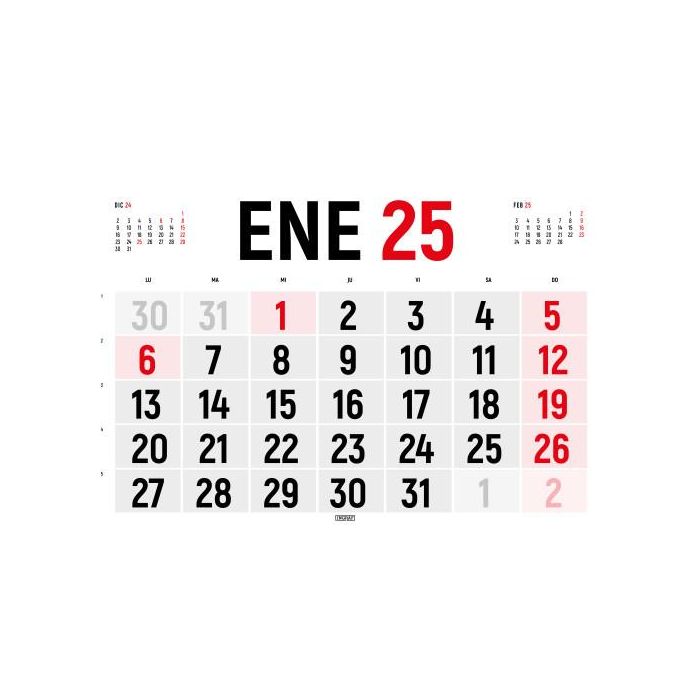 CALENDARIO 2025 PARED HORIZONTAL DOBLE CARA 42 x 30 CM INGRAF 332468 2