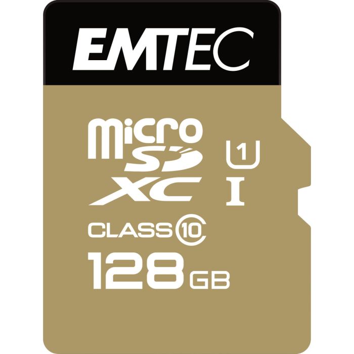 Tarjeta de Memoria Micro SD con Adaptador EMTEC microSD Class10 Gold+ 128GB 128 GB