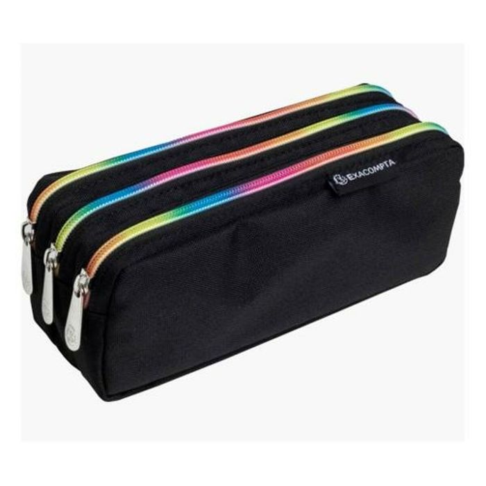 Exacompta Estuche Rectangular 3 Compartimentos Raimbow Negro