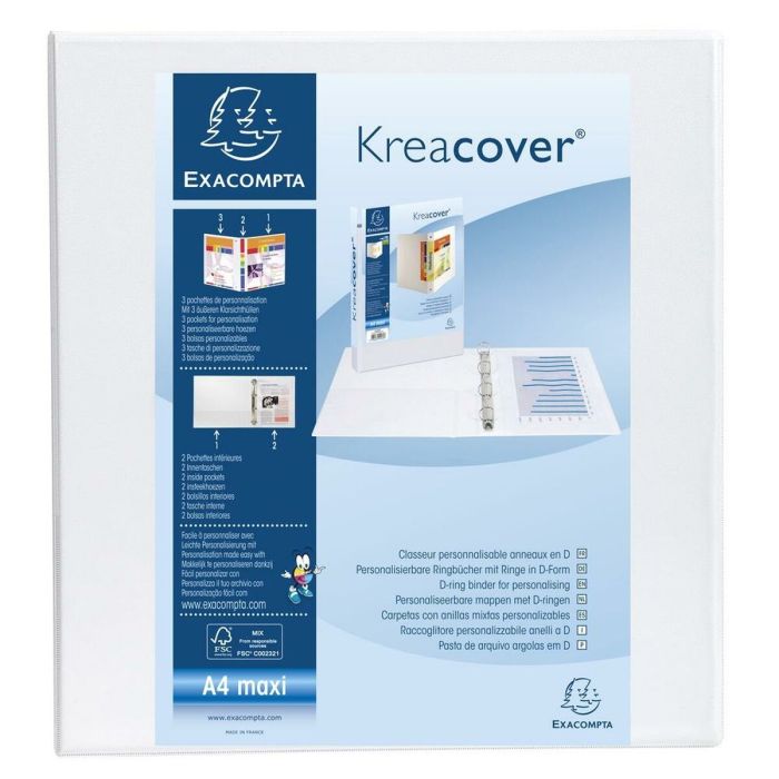 Carpeta de anillas Exacompta Kreacover Blanco A4+ Personalizable (10 Unidades) 1