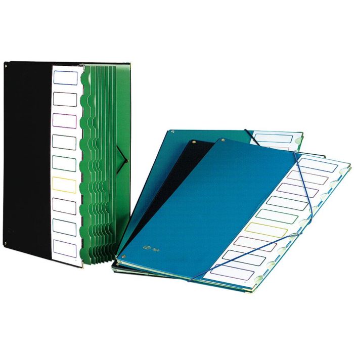 Carpeta Clasificador Tapa De Plastico Pardo Folio -9 Departamentos Azul 1