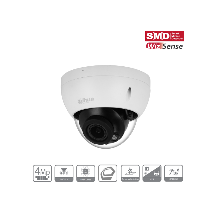 (Dh-Ipc-Hdbw2441Rp-Zs-27135) Dahua Cámara Ip Domo Antivandálica Lite Wizsense Serie 2 4Mp Smart H265 Led Ir Pal Wdr Starlight Soporta Microsd 256Gb Motorizada Varifocal 2.7-13.5Mm Poe