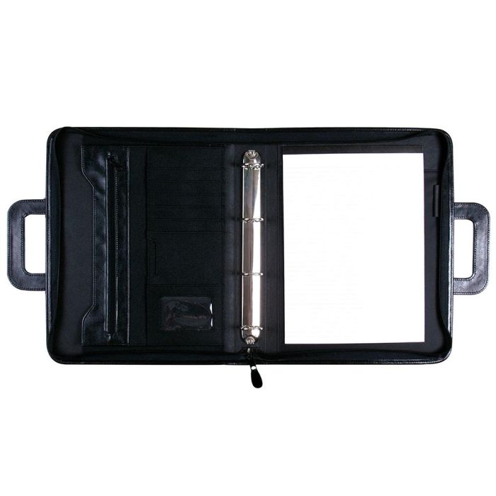 Cartera Portadocumentos 35-921 Negra 360x285 mm Con Asa 4 Anillas 40 mm Cremallera -Con Departamentos Interiores 1 Cartera Portadocumentos 35-921 Negra 360x285 mm Con Asa 4 Anillas 40 mm Cremallera -Con Departamentos Interiores 1