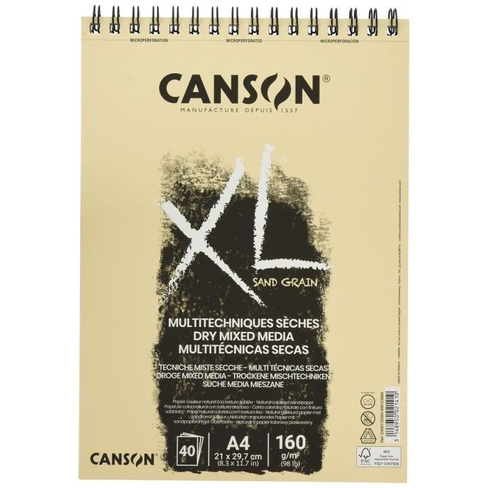 Bloc de dibujo Canson XL Sand Natural A4 40 Hojas 160 g/m2 5 Unidades 2