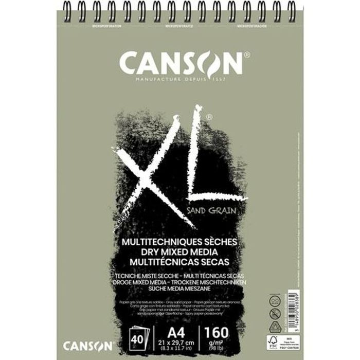 Canson Álbum Espiral A4 Touch Arenoso XL 40H 160 gr Gris -5U-