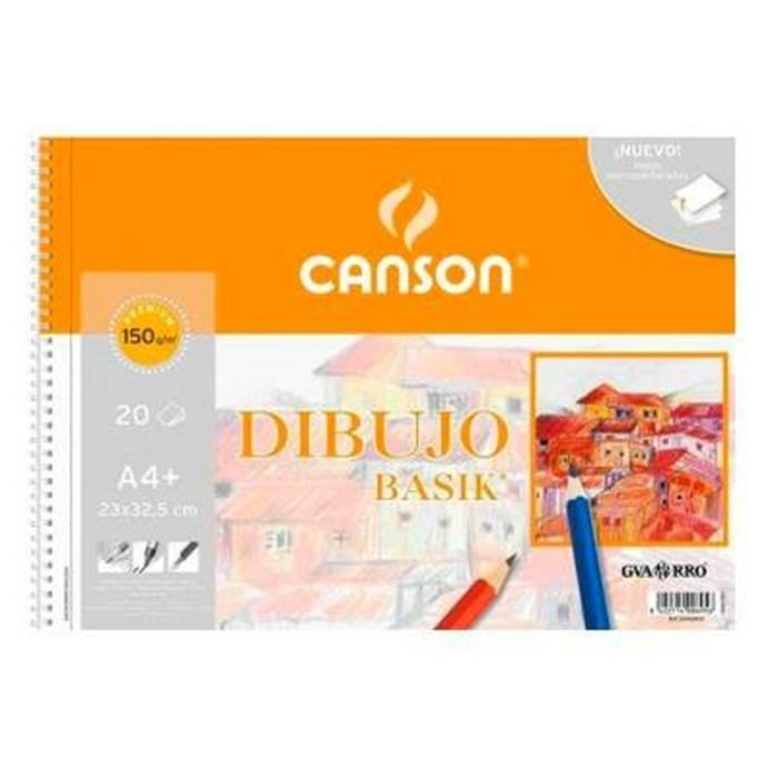 Canson Bloc Dibujo Basik Espiral 20H A4+ 150 gr Microperforado Pack 10 Ud Blanco Natural