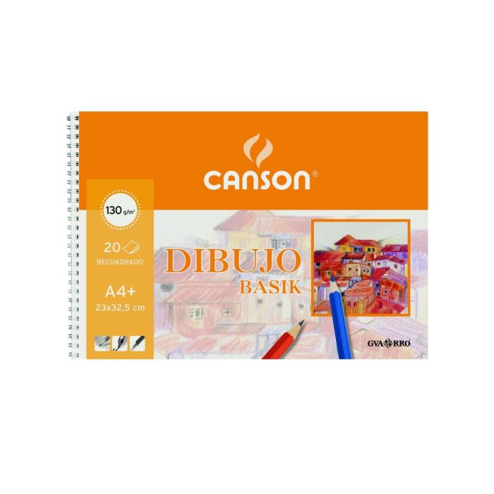 Canson Bloc Dibujo Basik Espiral 20H A4+ 130 gr Microperforado Pack 10 Ud Blanco Natural