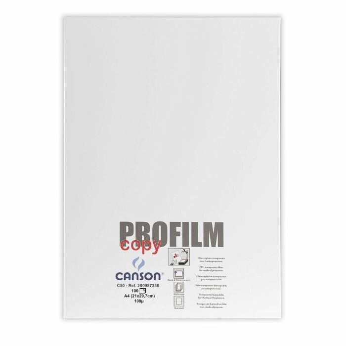 Canson Papel Profilm Copy Acetato 0.1 mm A4 Transparente Paquete -100 Hojas-