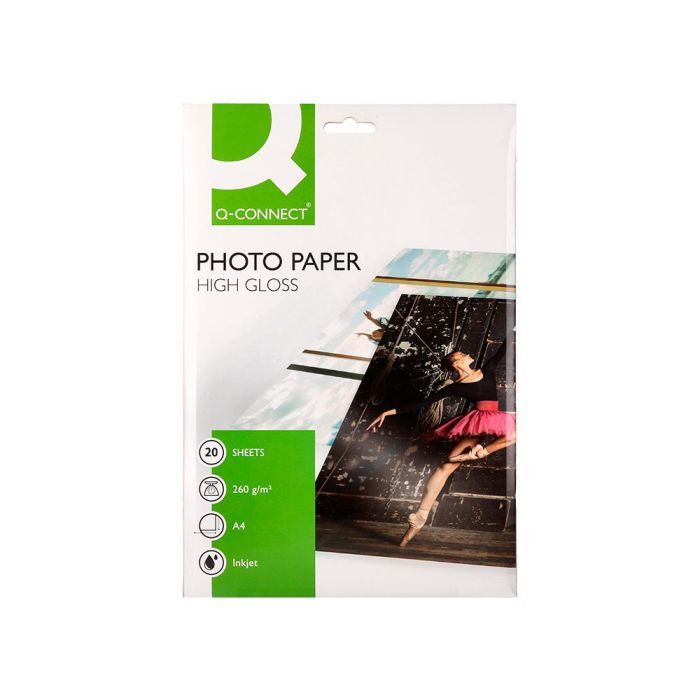 Papel Q-Connect Foto Glossy Kf02163 Din A4 Alta Calidad Digital Photo Para Ink-Jet Bolsa De 20 Hojas De 260 gr 1