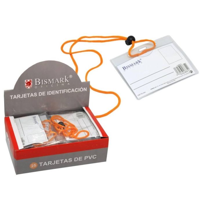 Bismark Tarjetas De Identificación Pvc Horizontal 10,9x9 cm Cordón Naranja