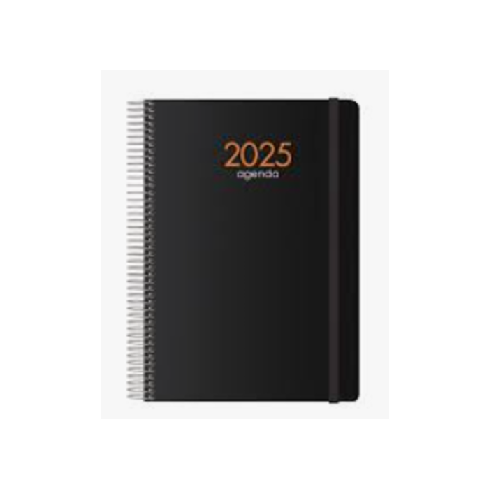 Dohe Agenda Anual Syncro Espiral 15x21 cm D-P Cierre C-Goma Pp Negro 2025