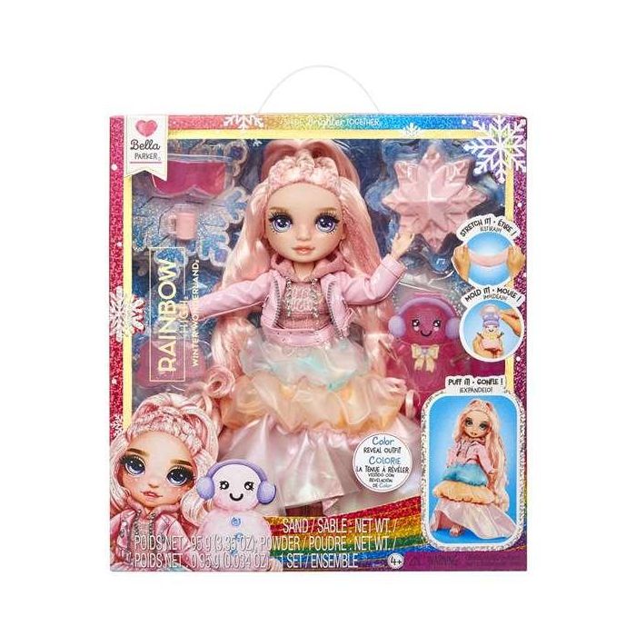 Muñeca rainbow high winter wonderland rosa 22 cm. listas para la nieve! incluye un kit para hacer tu propio muñeco de nieve.