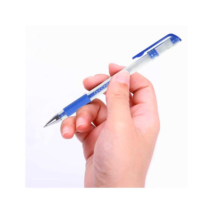 Boligrafo Q-Connect Tinta Gel Azul 0,7 mm Sujecion De Caucho 10 unidades 3