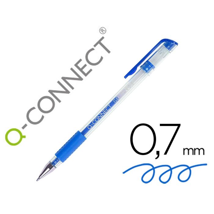 Boligrafo Q-Connect Tinta Gel Azul 0,7 mm Sujecion De Caucho 10 unidades