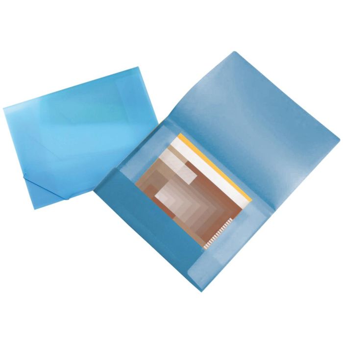 Carpeta Liderpapel Portadocumentos 44802 Solapas Polipropileno Din A3 Azul Translucido Lomo Flexible 1