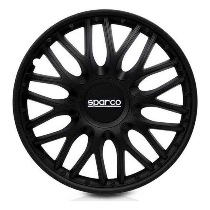 SPC SPC1696BK Tapacubos Roma Negro 16 pulgadas | Juego de 4 Unidades para Coche | Diseño Deportivo | ABS Resistente a Óxido y Corrosión | Universales
