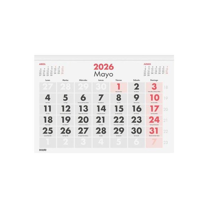 Dohe Calendario Sobremesa Faldilla 30x21 cm Números Grandes 2026