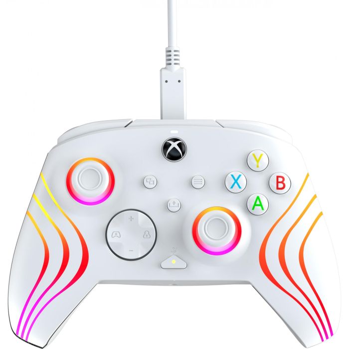 PDP Afterglow Wave Mando con cable para Xbox Series X|S, Xbox One y Windows 10/11, Gamepad Blanco con retroiluminación LED 12