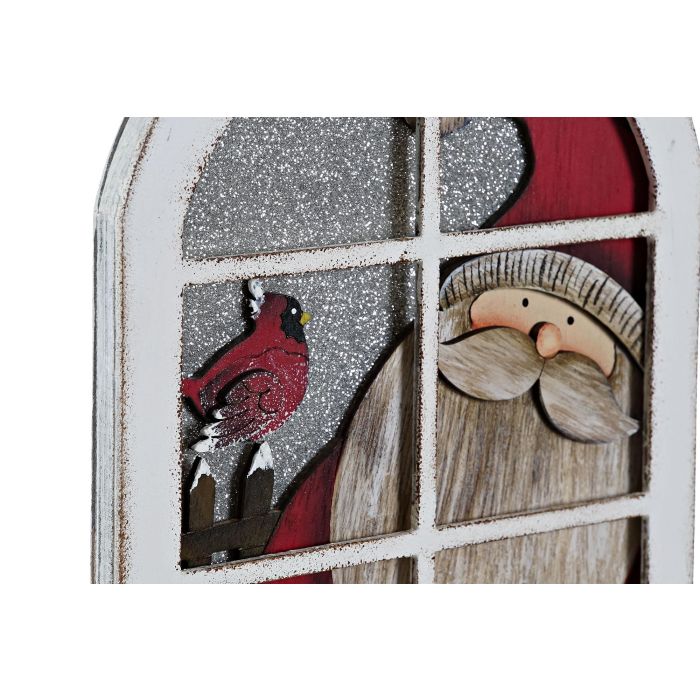 DKD Home Decor Decoración de Pared Navideña Tradicional, Madera y Cuerda, Papá Noel, Muñeco Nieve, Blanco Rojo, 4 Unidades, 1.2x24x18.5 cm 1