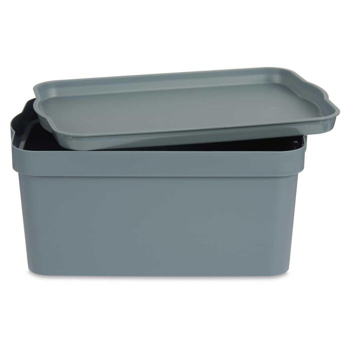 Kipit Caja Plástico con Tapa 7.5L Gris 21 x 14.2 x 32 cm (Set de 12)