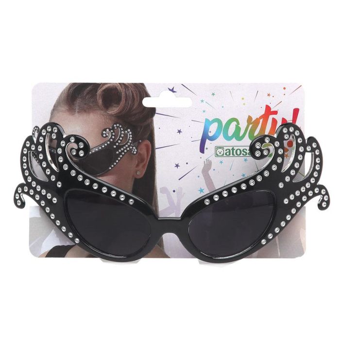 Gafas Negro Brillantes Carnaval Mujer Adulto Estilo Cabaret Diva Fantástico 1