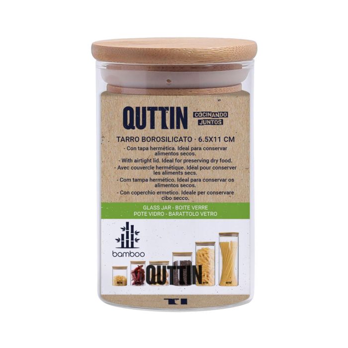 Quttin Tarro de Borosilicato con Tapa de Bambú 6.5 x 11 cm 1 Quttin Tarro de Borosilicato con Tapa de Bambú 6.5 x 11 cm 1