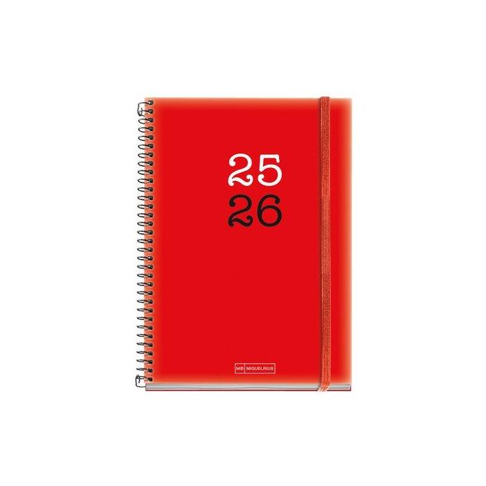 Agenda Escolar (2025-26) Miquelrius College Espiral Tapa Pp Con Goma Plus 4º 150X213 D/P Rojo